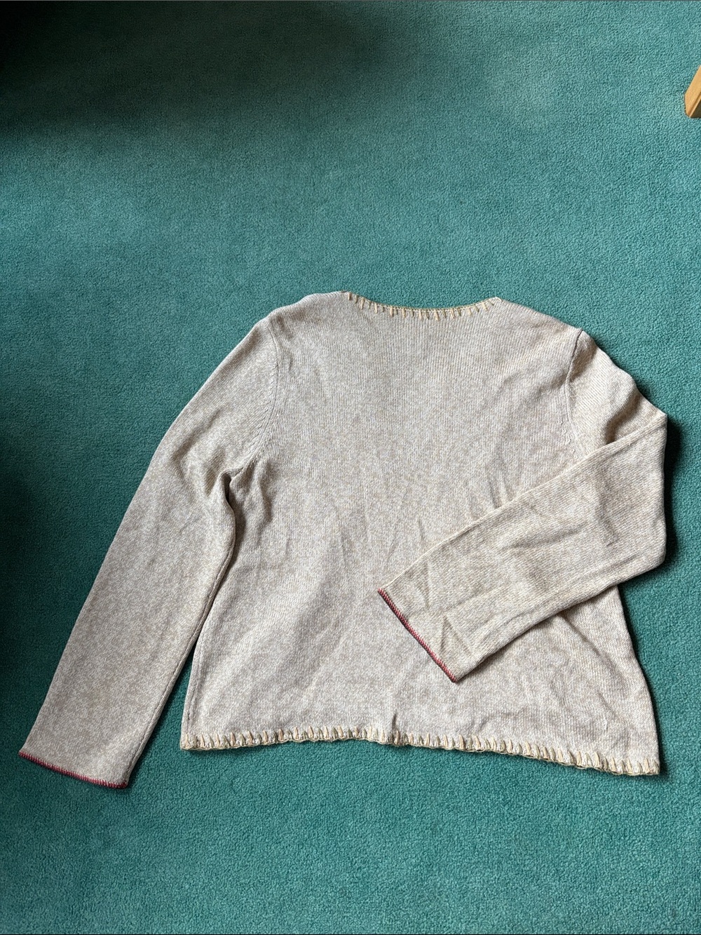 Embroidered silk cotton cottagecore folk Women's Cardigan knit Sweater Large P - Picture 8 of 11